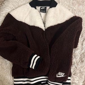 Never been worn Nike retro maroon/white plush zip up
